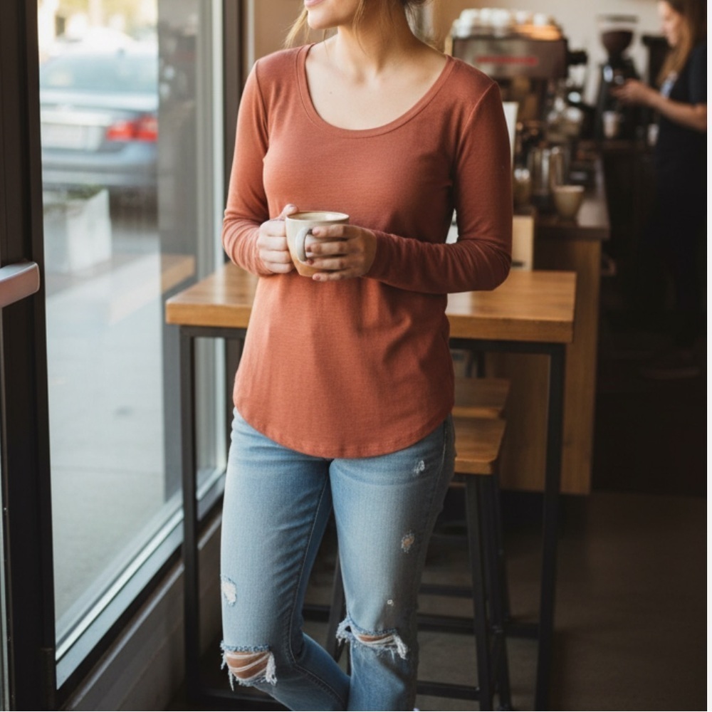 Peruvian Connection Ribbed Pima‎ Cotton Layering Top. Size M